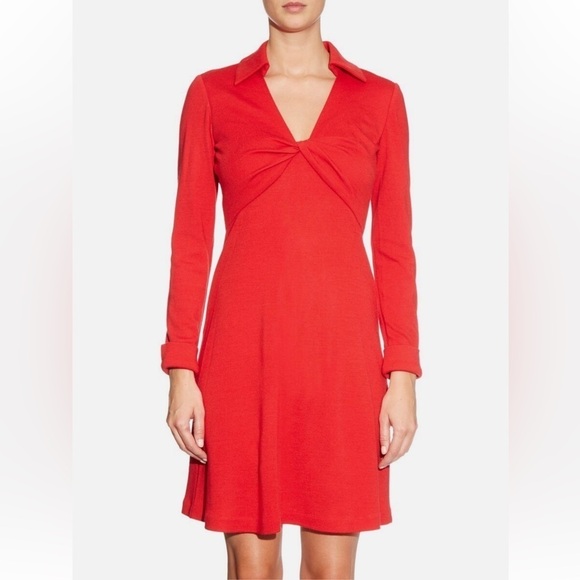 Diane Von Furstenberg Dresses & Skirts - Diane Von Furstenberg | Women's DVF Cloud Twist Dress Red Wool Collared Mini | 4